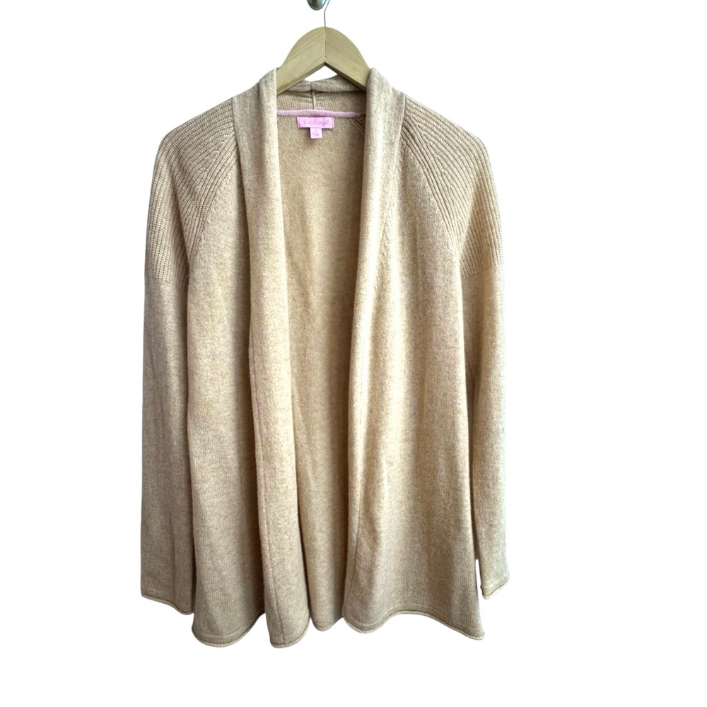 Lilly Pulitzer 100% Cashmere Beige Tan Cardigan Sweater S